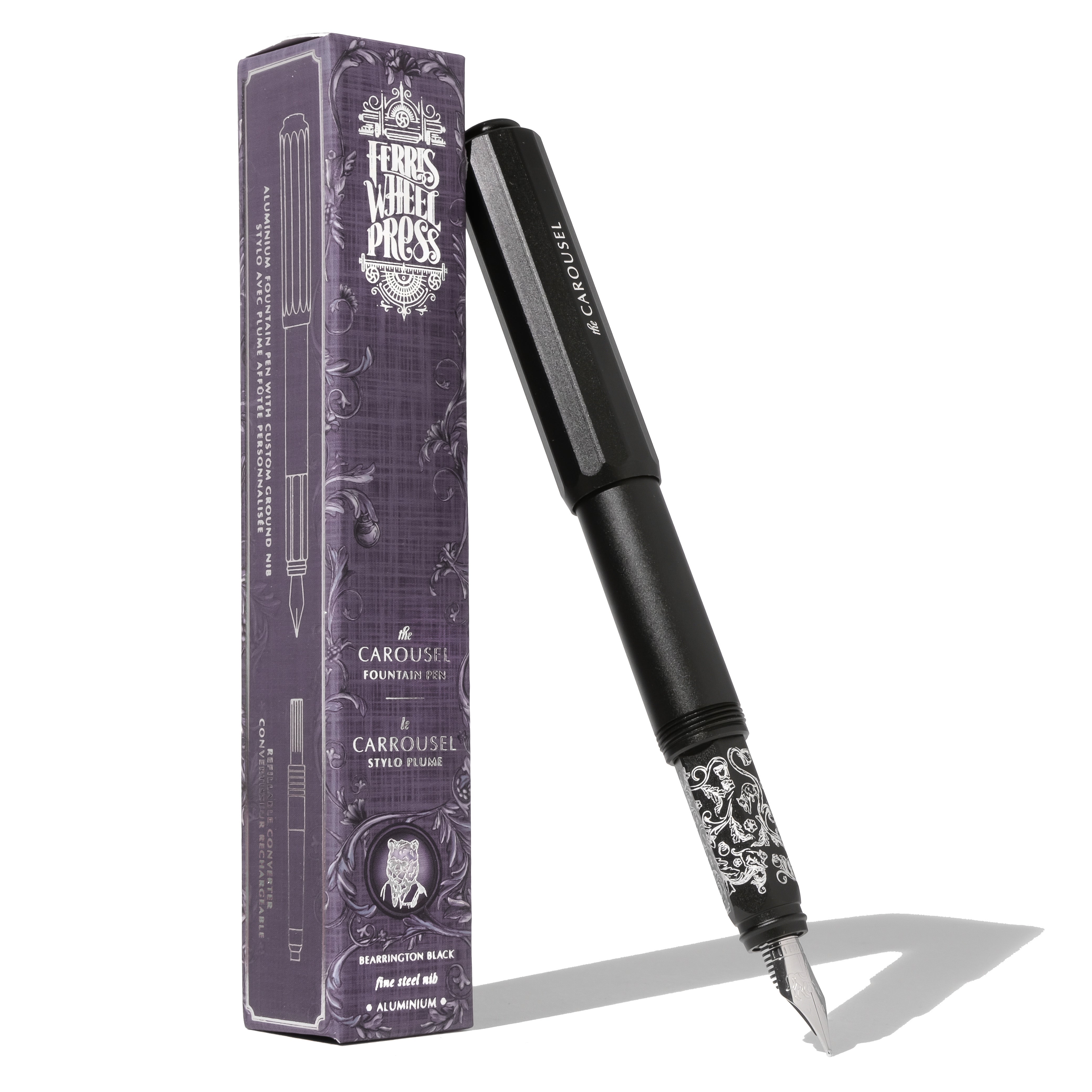 Aluminum Carousel Fountain Pen - Bearrington Black